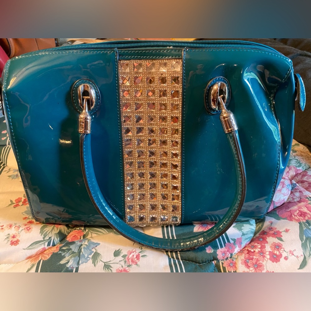 Blue Leather Shoulder Bag
